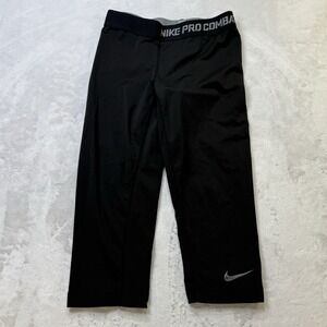 Nike Pro‎ Combat Capri Leggings Womens S Black Dri Fit Compression